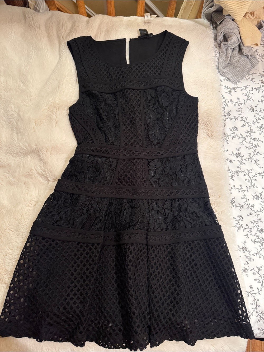 Aqua Black Lace Fit & Flare Mini Dress